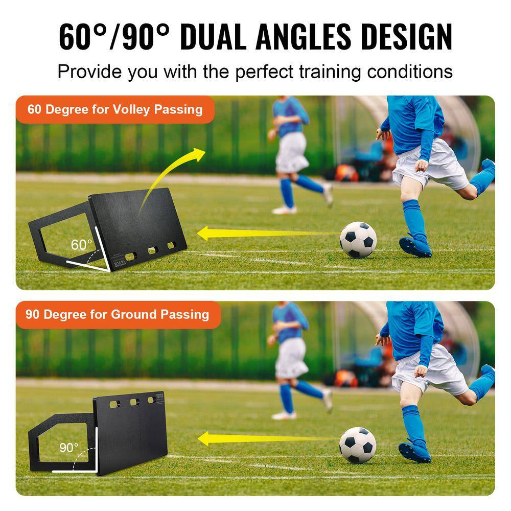 Soccer Rebounder Board 40 In. X 16 In. Portable Soccer Wall with 2 Angles Rebound Foldable HDPE Kickback Rebound Board